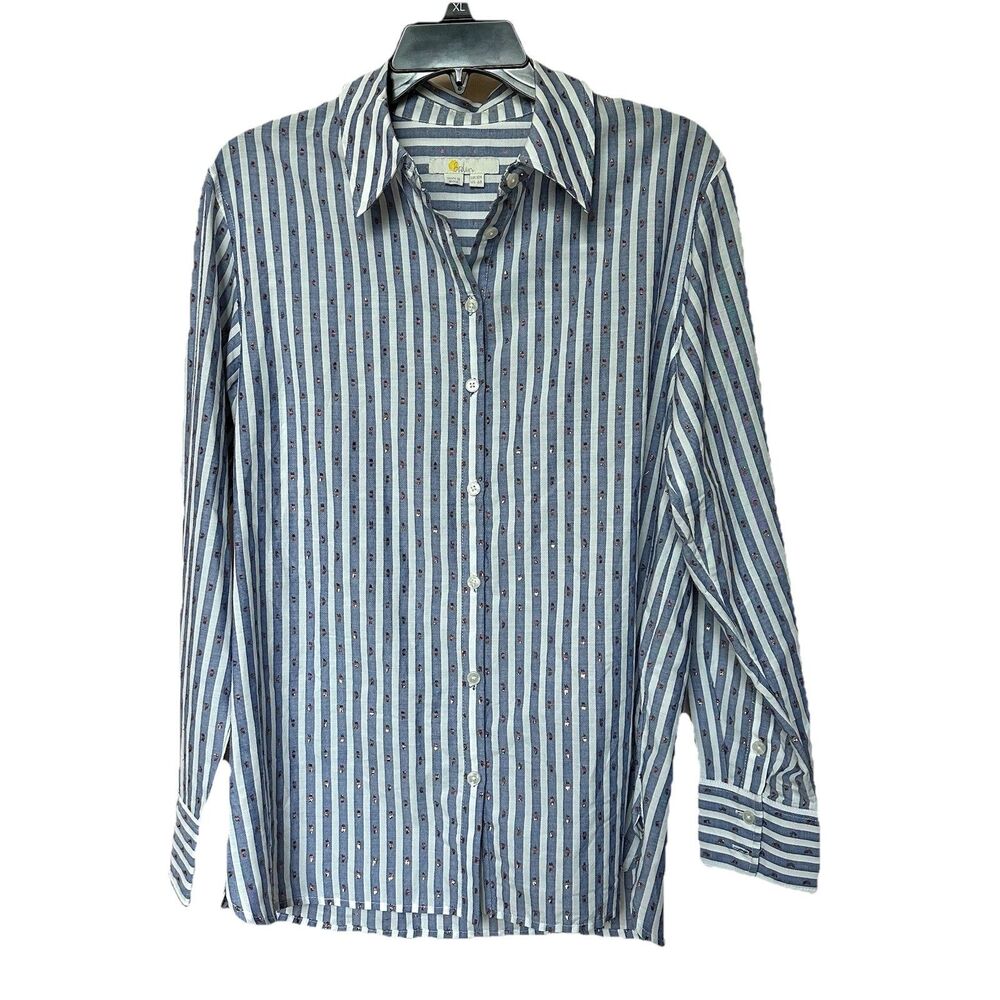 Boden Top Women’s 6R Blue White Striped Button Up Long Sleeve Nautical Career